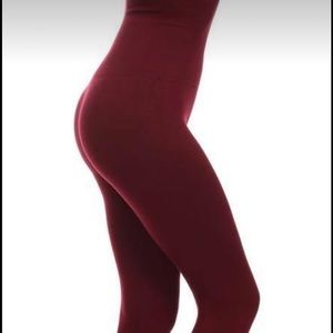 Womens Yelete Dark Red Lined Tummy Control Legging